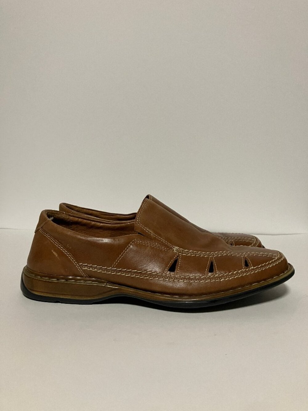Josef Seibel "Steven 12" Brown Leather Fisherman Loafers Mens Size EU 43 US 10 - Picture 3 of 12